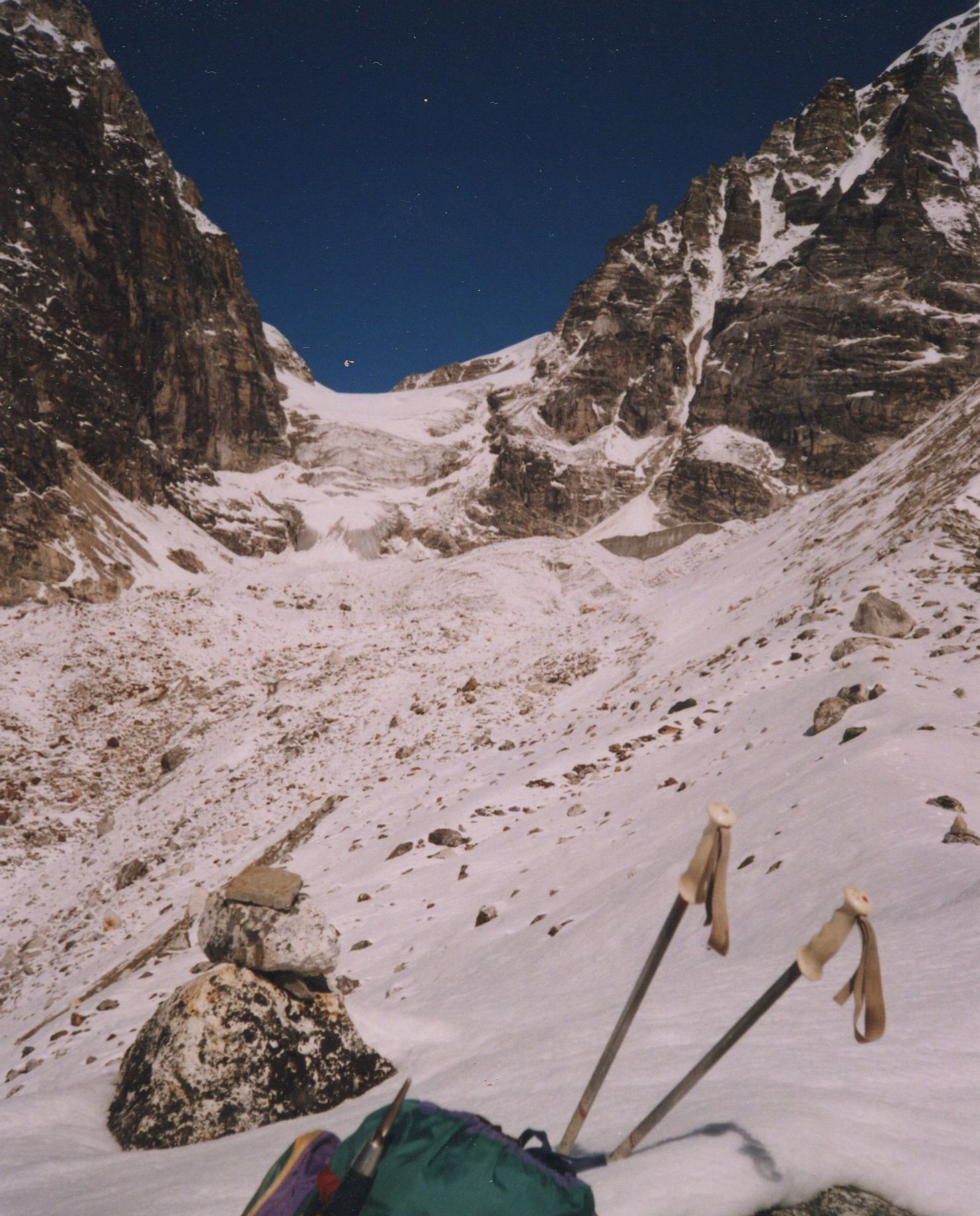 Ascent to Ice-fall on Balephi Glacier beneath Tilman's Pass