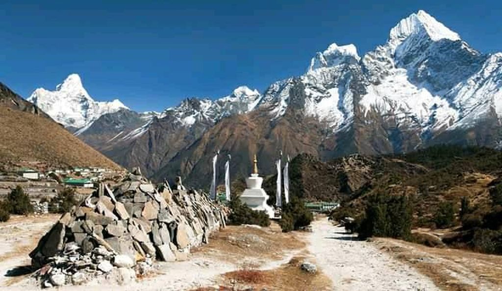 Ama Dablam and Kang Taiga & Thamserku from Kumjung Village