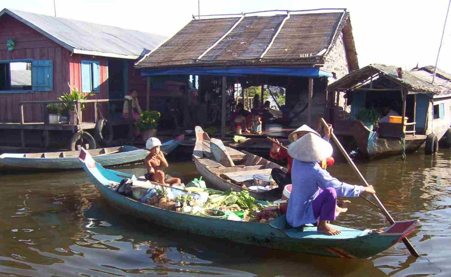 Floating Village on Stung Sangker River in NW Cambodia