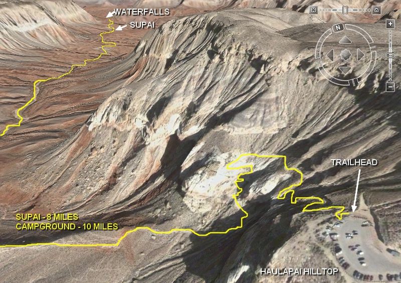 Trail Map of Havasu Canyon, Arizona, USA