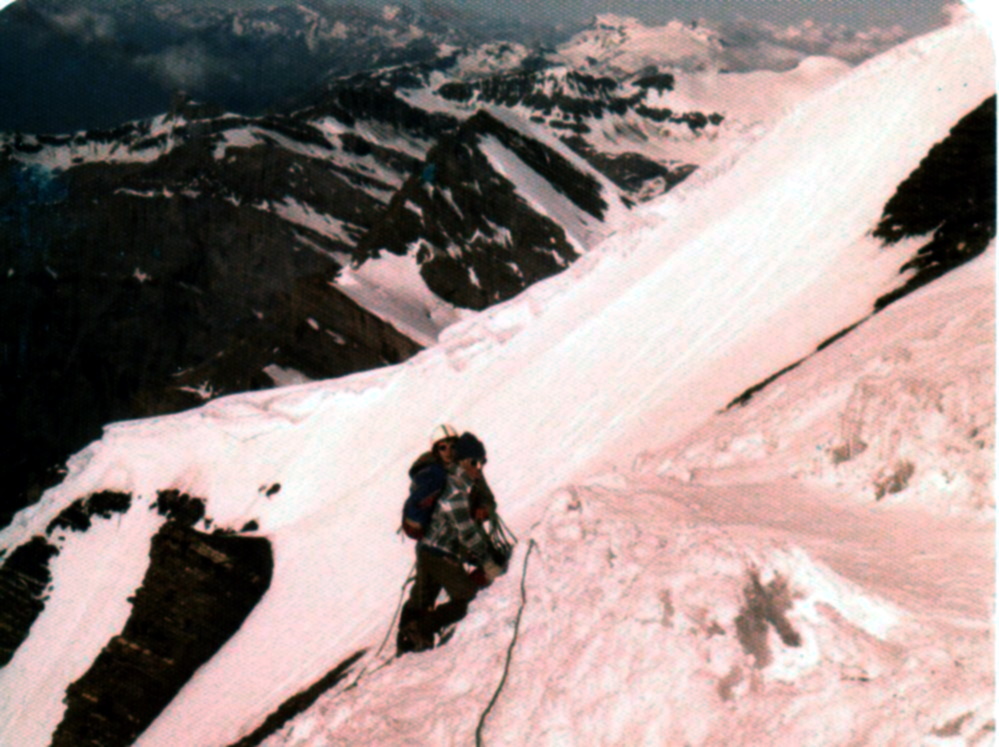 On ascent above the Schmadri Hut in the Bernese Oberlands Region of the Swiss Alps