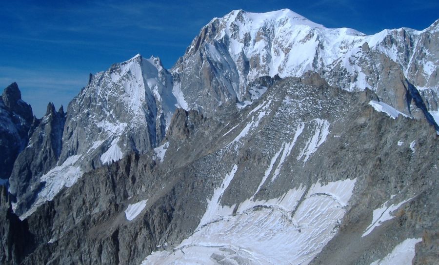 Monte Bianco ( Mont Blanc ) from Courmayeur in Italy