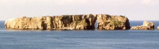 Rock outcrop at Southern Entrance to Navarino ( Pylos ) Bay