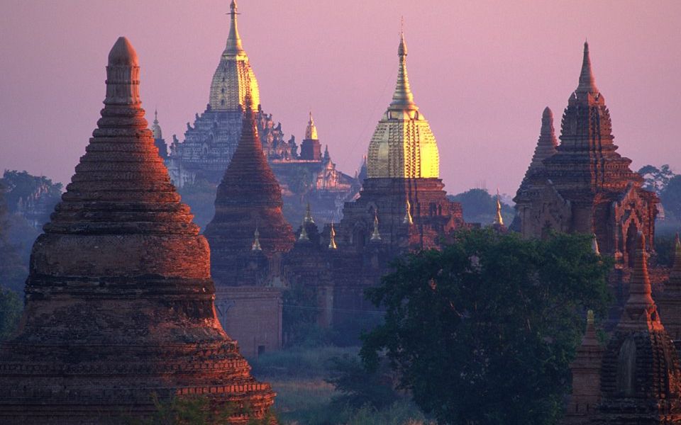 View over the temples of Bagan in central Myanmar / Burma