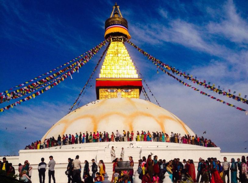 Buddhist Stupa at Bodnath ( Baudhanath ) in Kathmandu