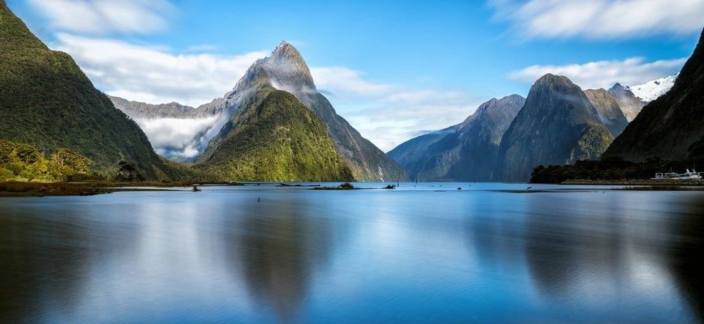 Mitre Peak in Milford Sound in Fjiordland of the South Island of New Zealand