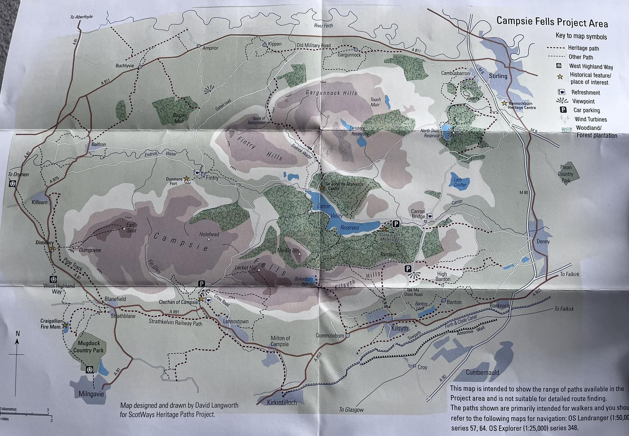 Map of Campsie Fells, Fintry Hills and Gargunnock Hills