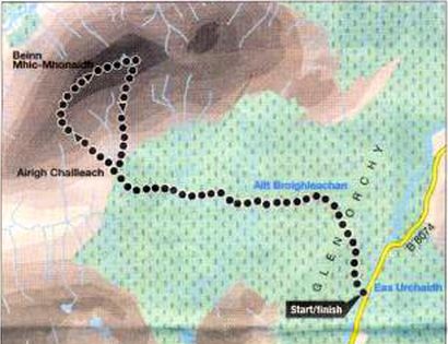 Route Map for Beinn Mhic Mhonaidh