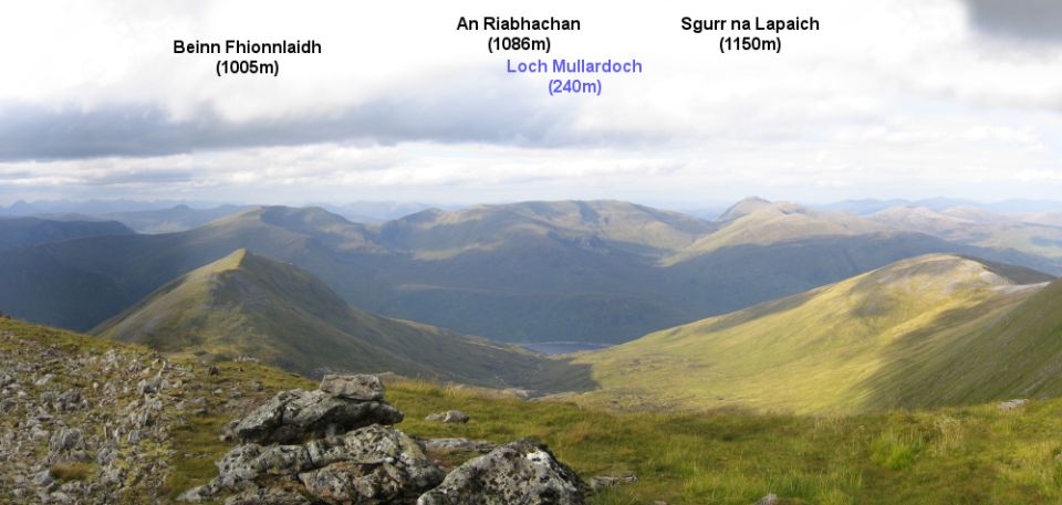 View from Carn Eighe to Beinn Fhionnlaidh and the Munros above Loch Mullardoch