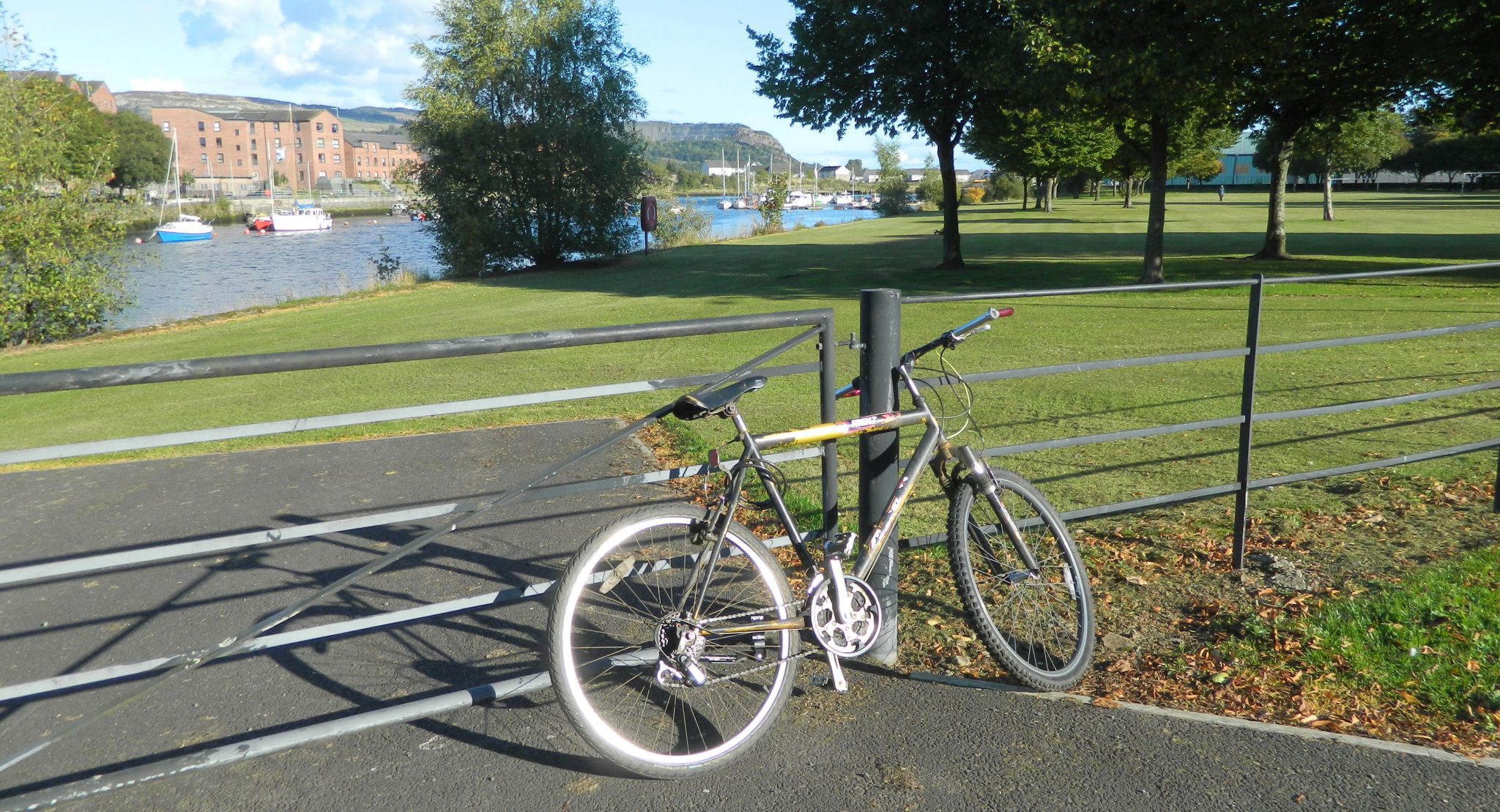 Dumbarton across the River Leven from Levengrove Park