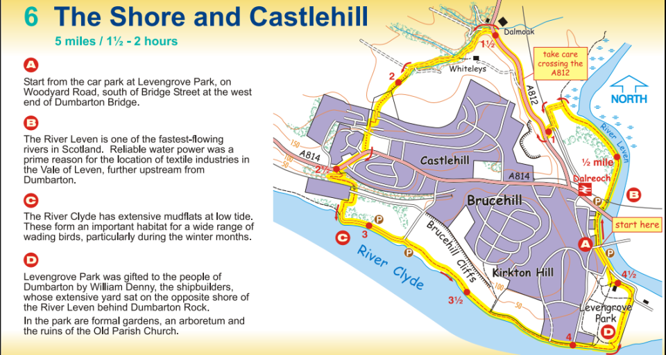 Map of Levengrove Park and the Shore Path at Dumbarton