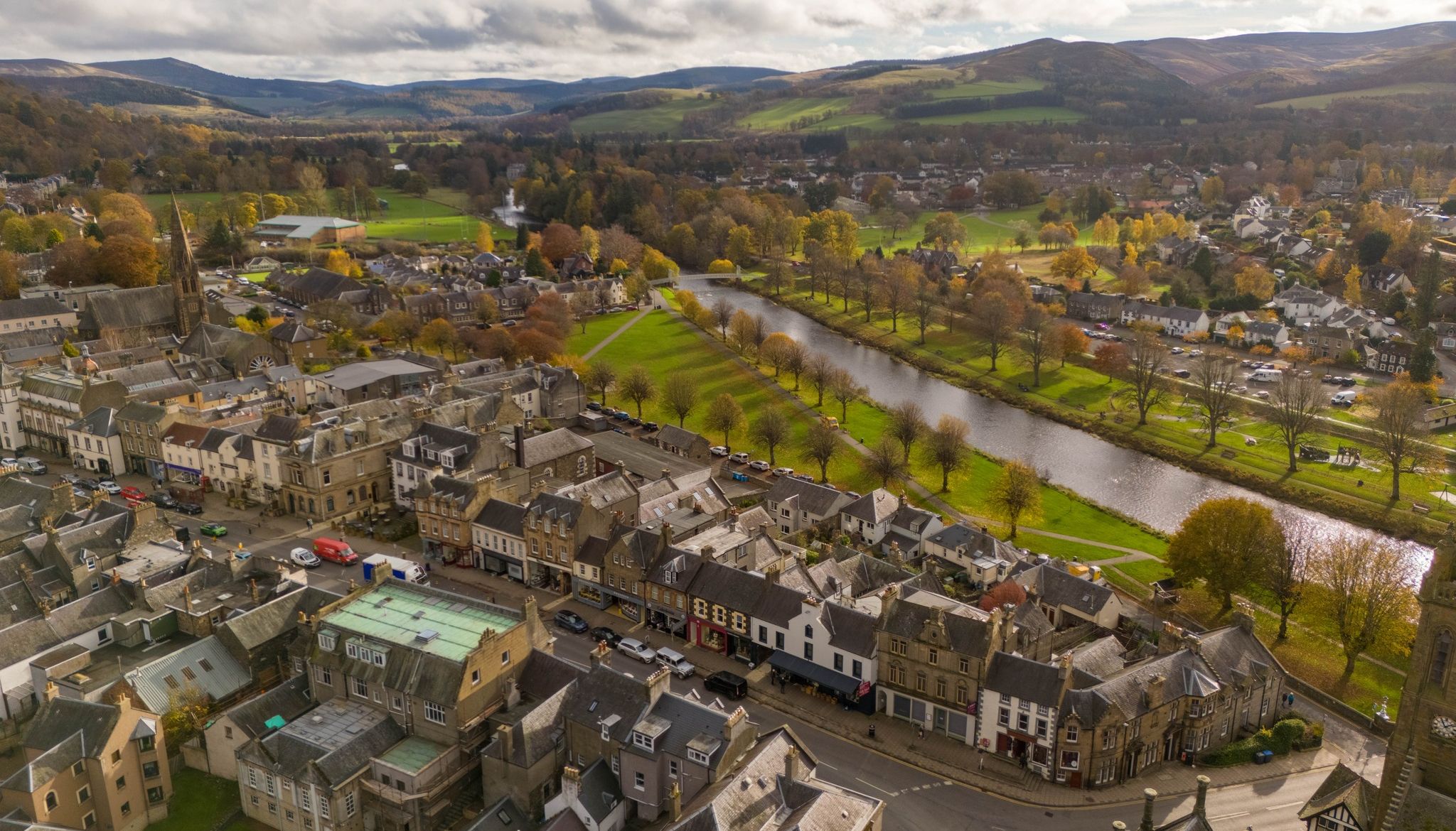 Aerial view of Peebles