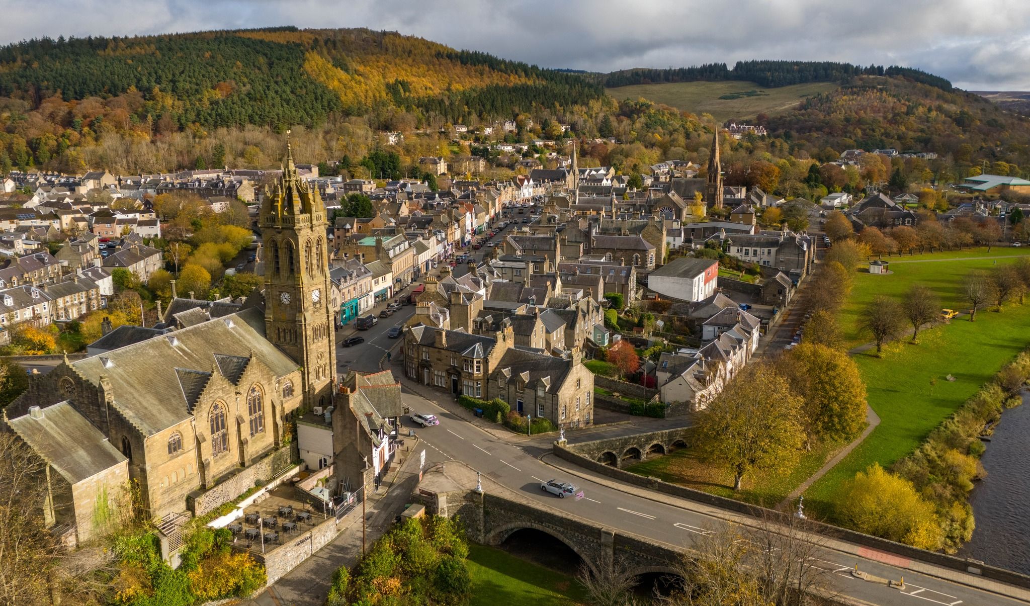 Aerial view of Peebles